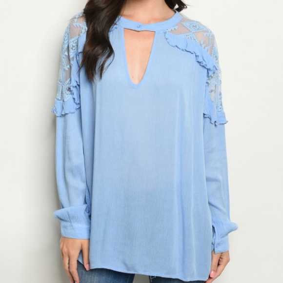 BLUE TUNIC TOP - Picture 1 of 8